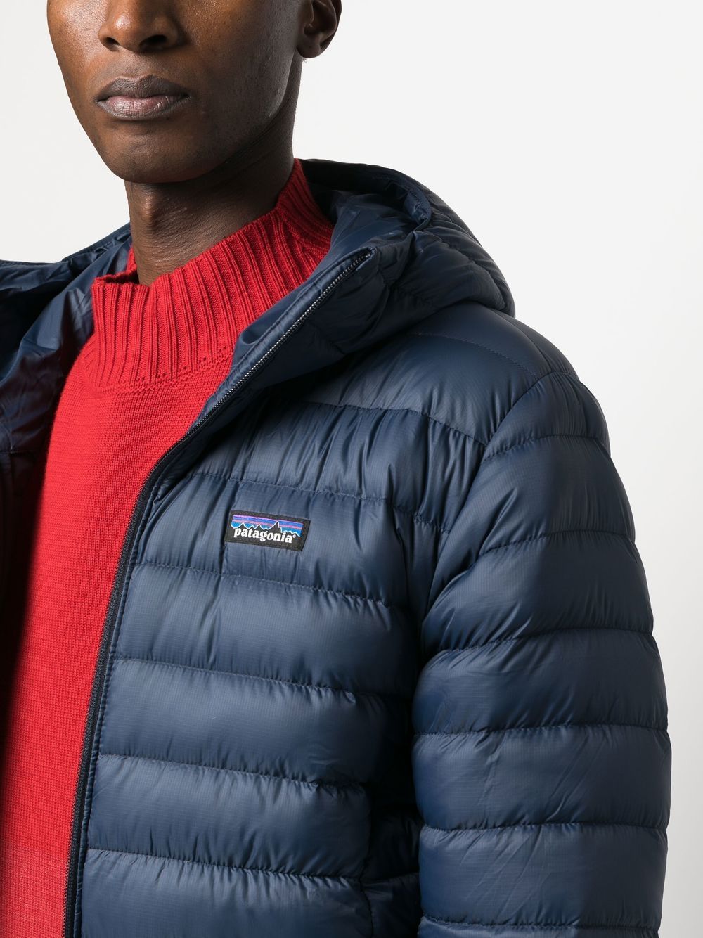 logo-patch hooded down jacket