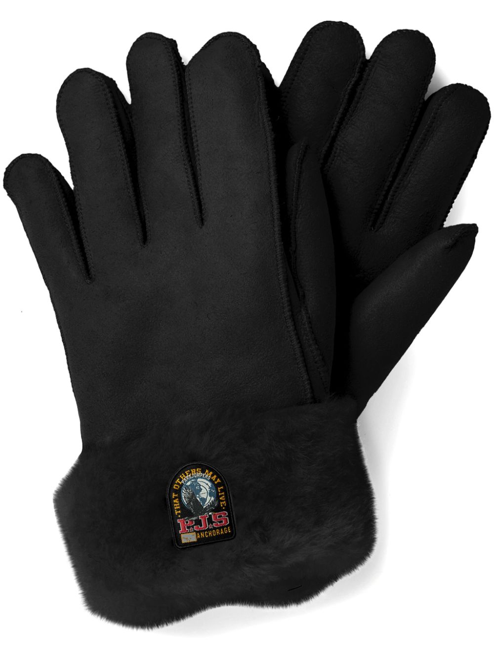 gants en peau de mouton avec patch logo