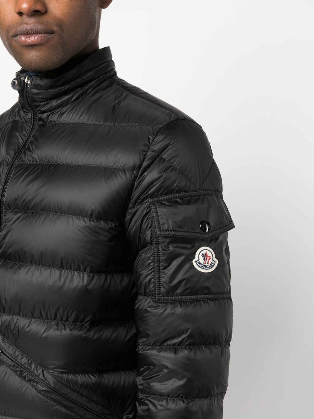 padded zip-up down jacket
