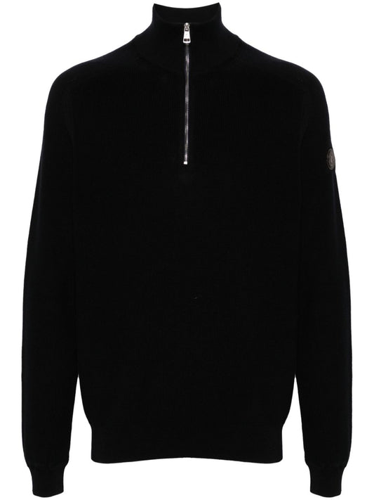 mock-neck zip-up jumper
