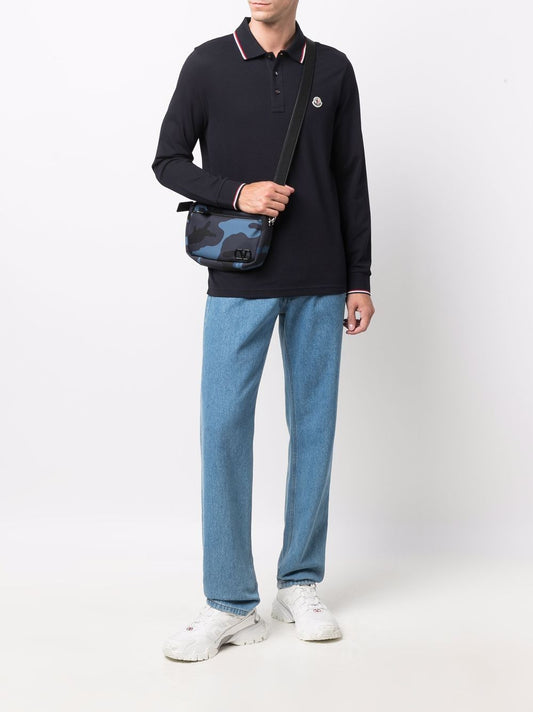 patch-detail long-sleeved polo shirt