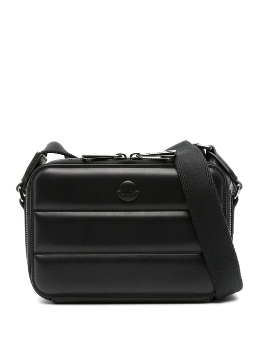 logo-appliqué leather messenger bag