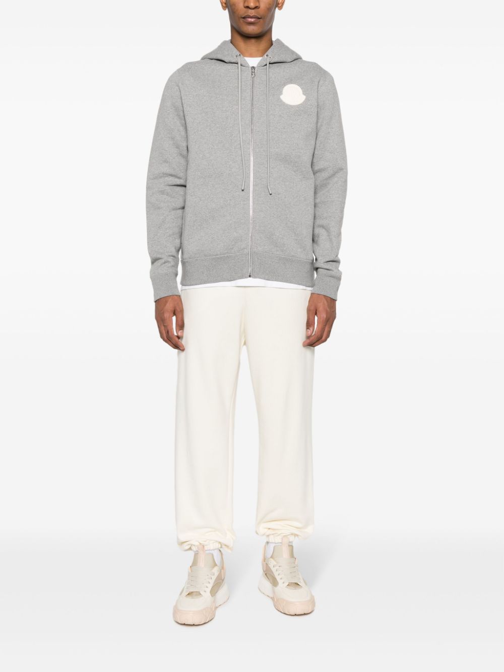 logo-patch zip-up hoodie