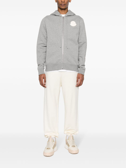 logo-patch zip-up hoodie