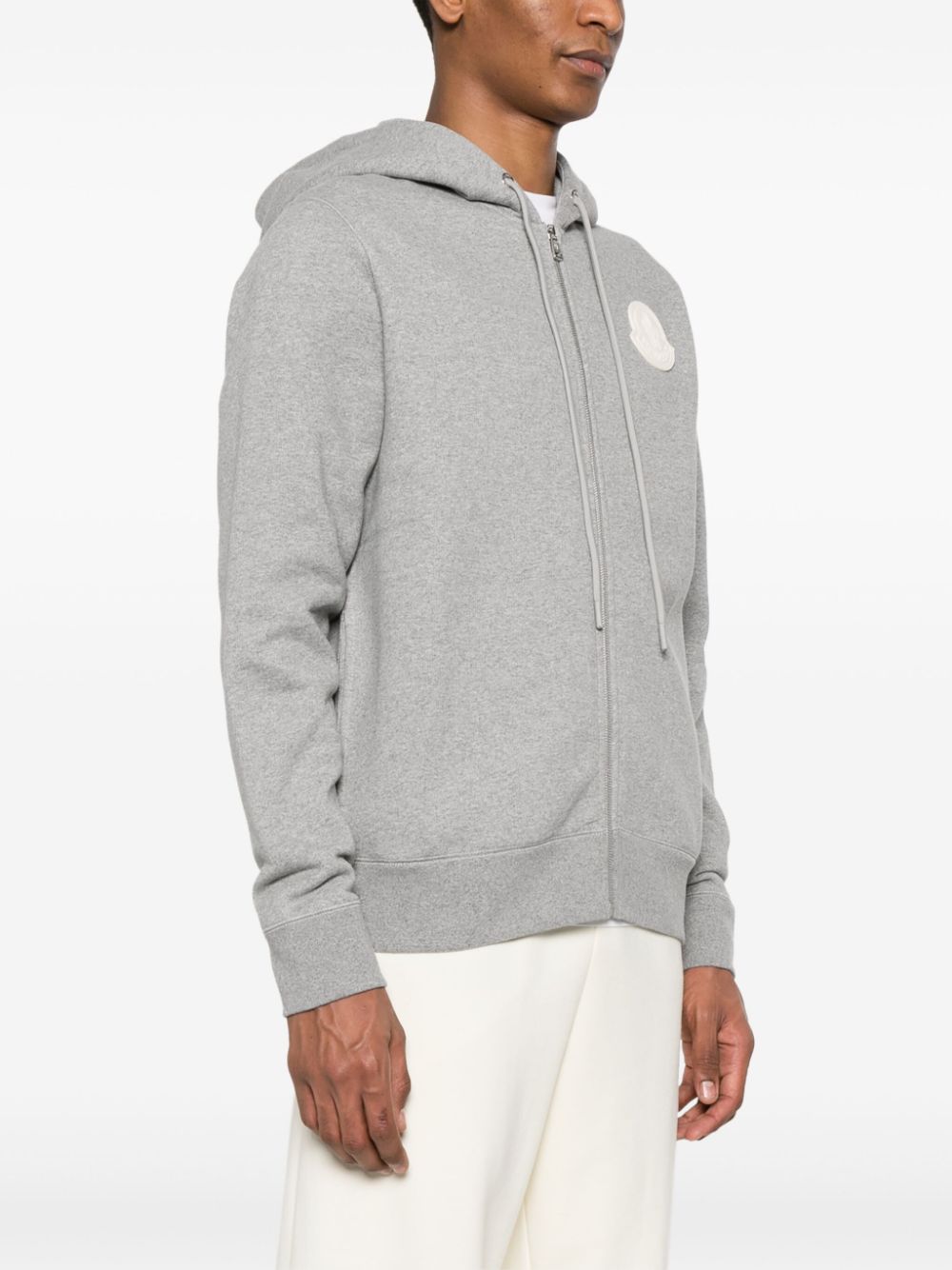 logo-patch zip-up hoodie