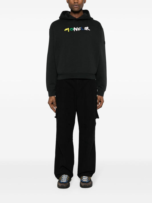 logo-embroidered cotton hoodie