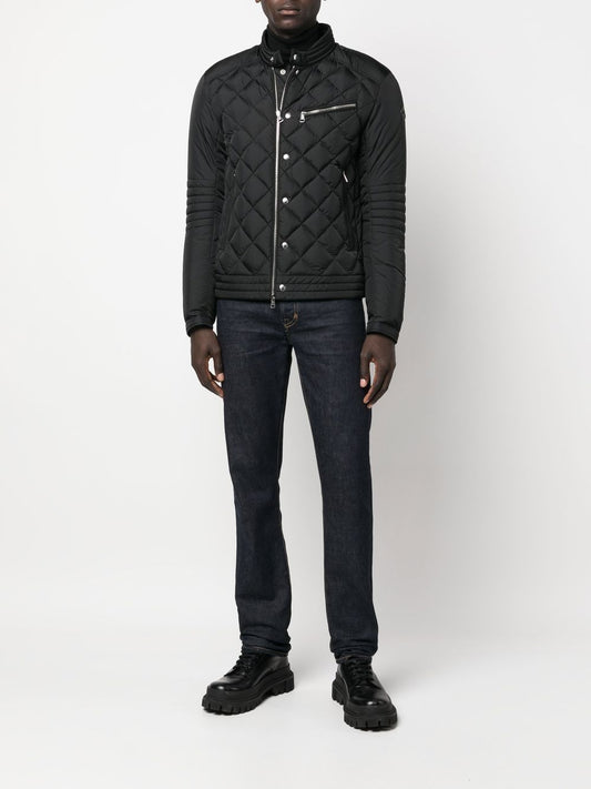 diamond-quilt zip-fastening jacket