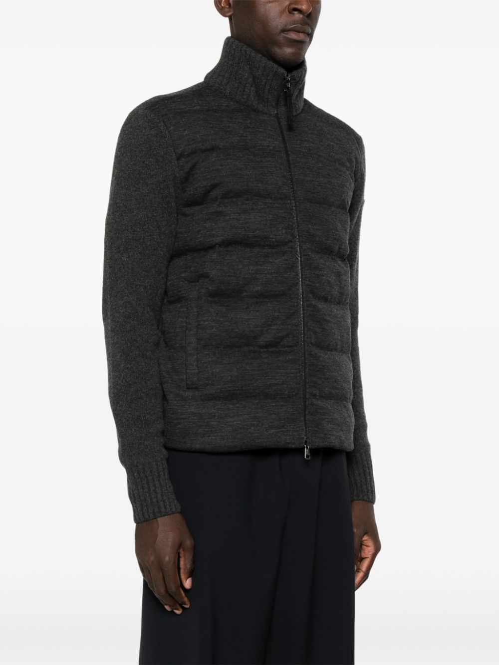 padded zip-up cardigan
