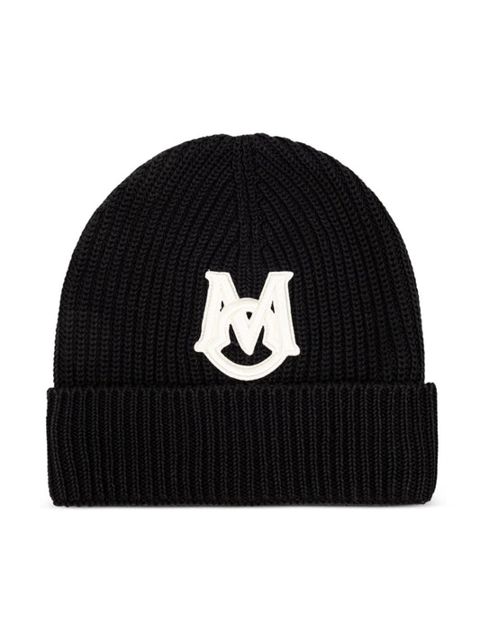 logo-appliqué ribbed-knit beanie
