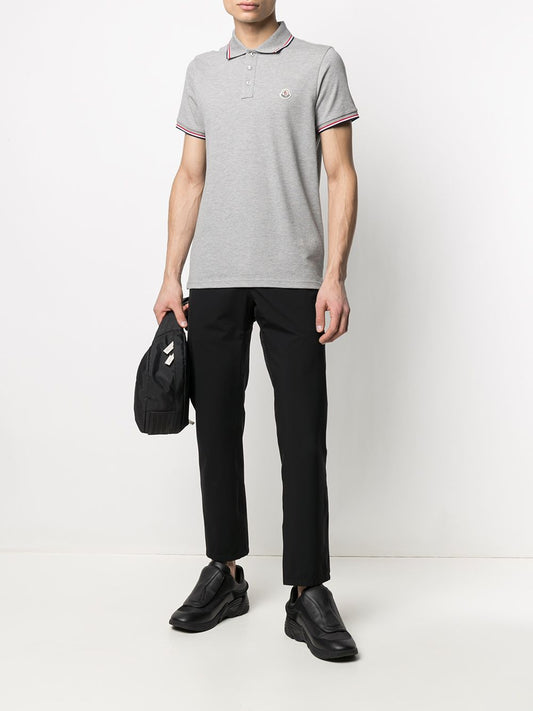 tricolour-trim piqué polo shirt