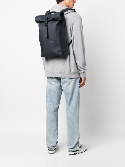 roll-top buckled backpack