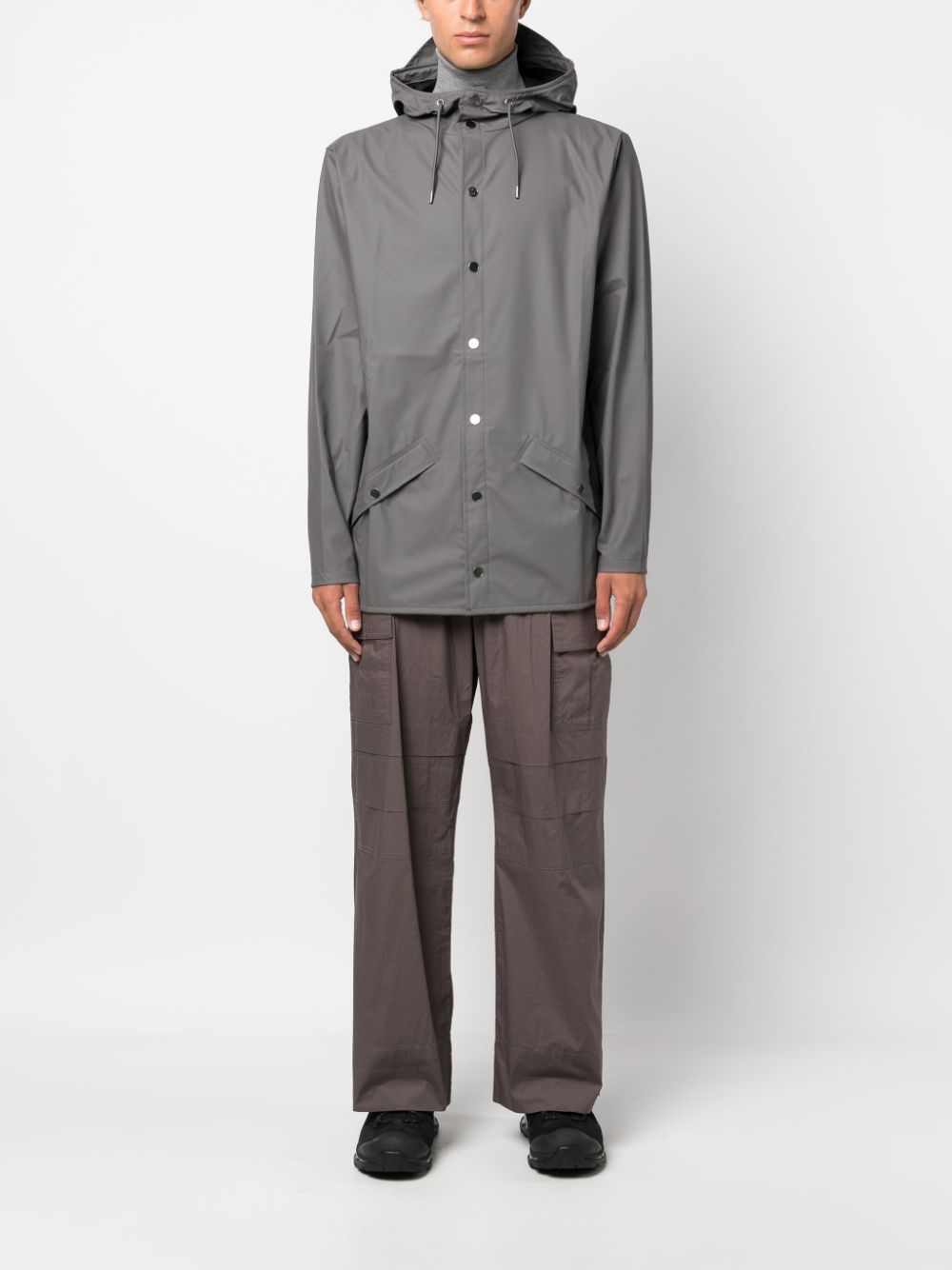 drawstring-hood press-stud parka coat