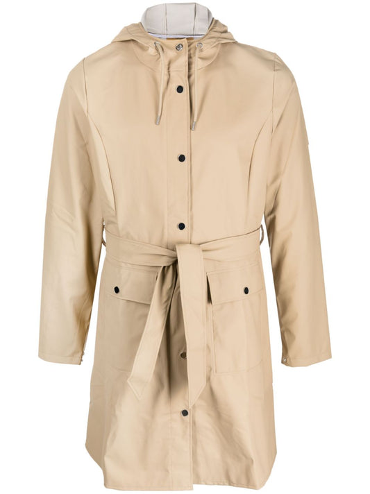 imperméable à capuche avec ceinture