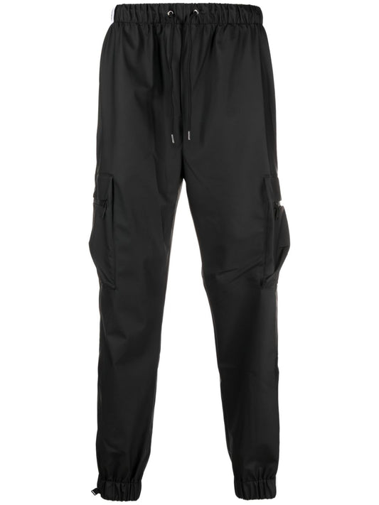 drawstring-waistband tapered cargo trousers