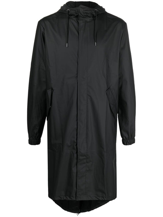 zip-up hooded raincoat
