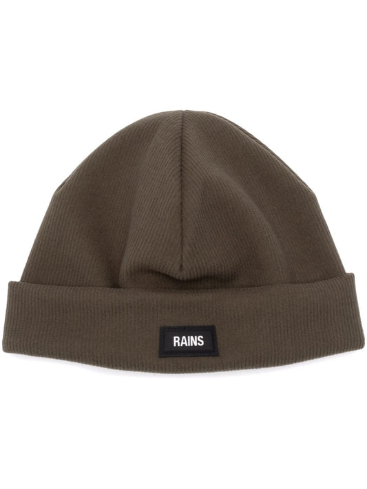 logo-appliqué ribbed  beanie