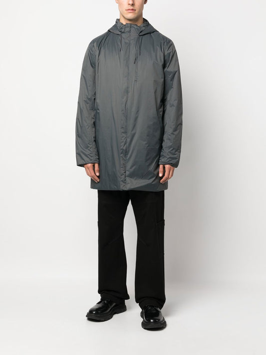 zip-up hooded raincoat