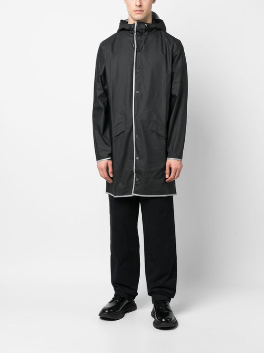 zip-up hooded raincoat