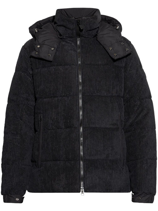 veste matelassée en velours côtelé à capuche