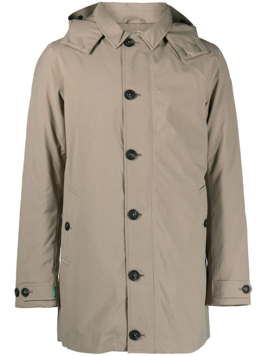 single-breasted hooded coat