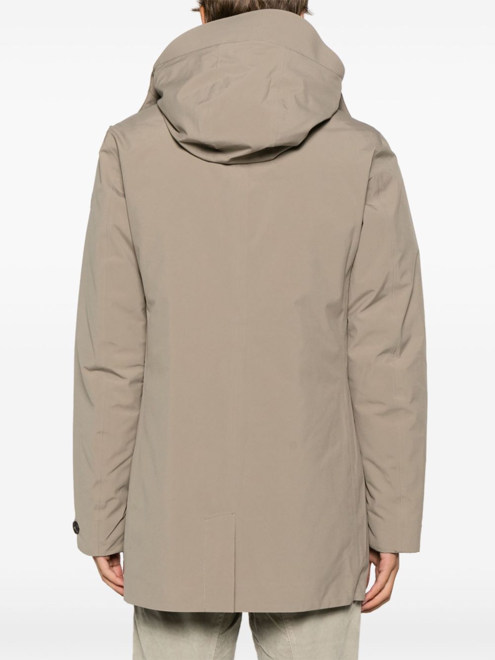 single-breasted hooded coat