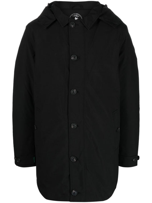 logo-patch hooded coat