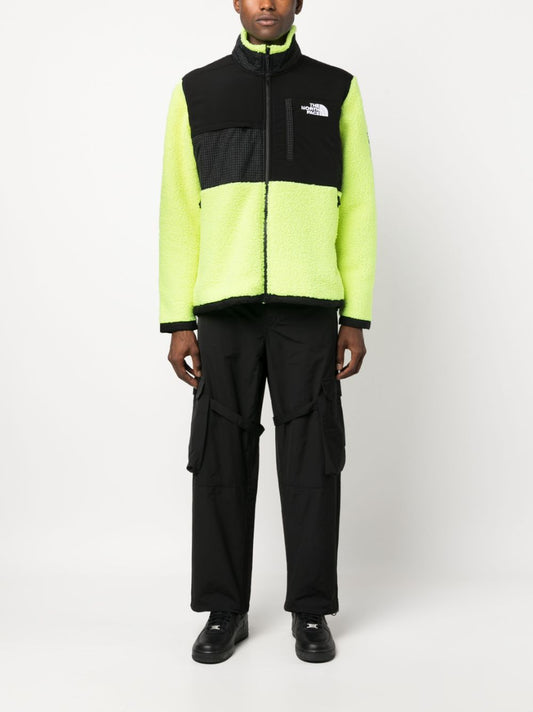 fleece-panelling zip-up jacket