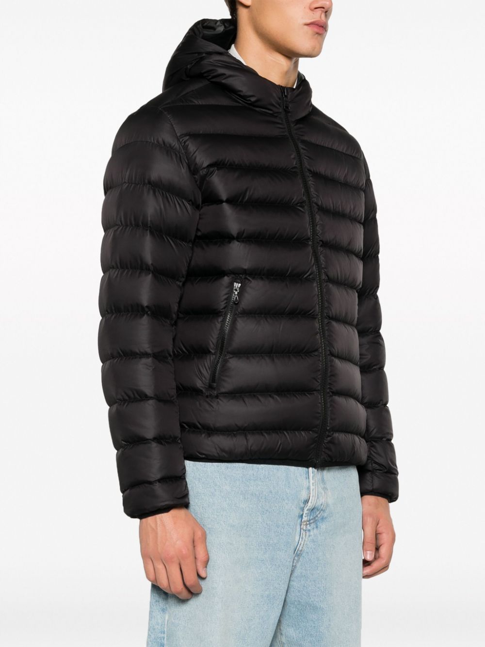 logo-patch hooded padded jacket
