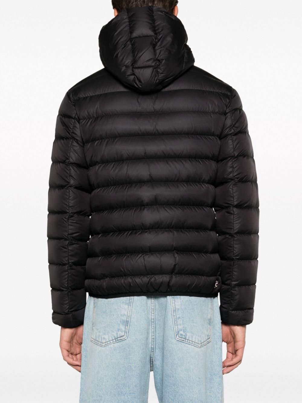 logo-patch hooded padded jacket