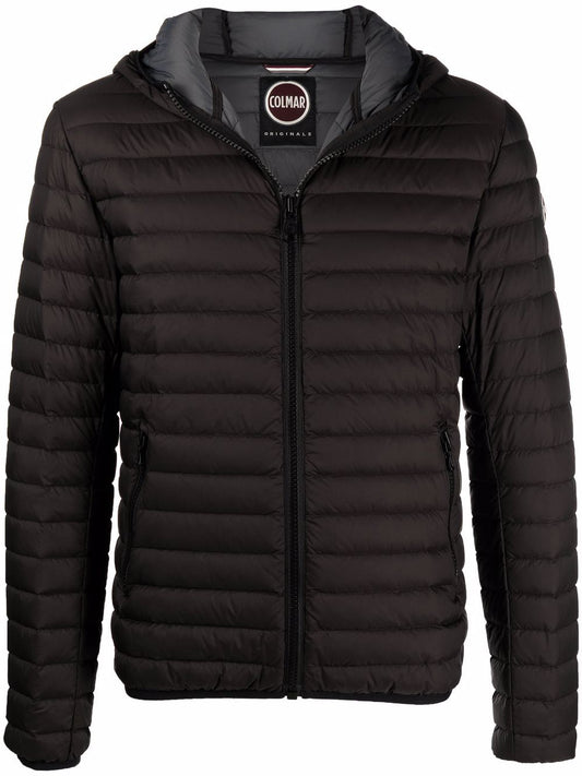 logo patch hooded puffer