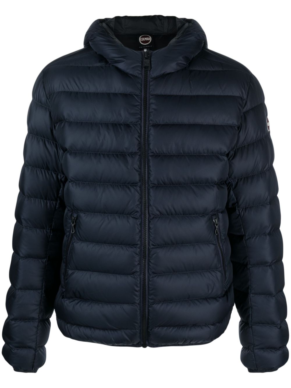 logo-patch hooded padded jacket