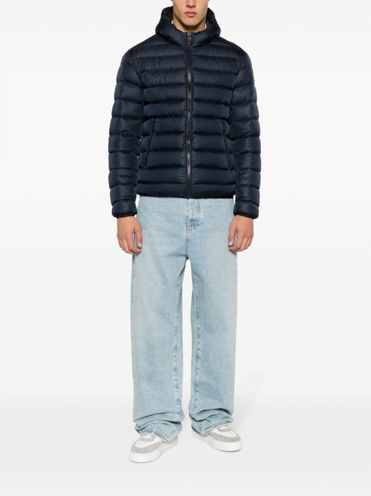 logo-patch hooded padded jacket