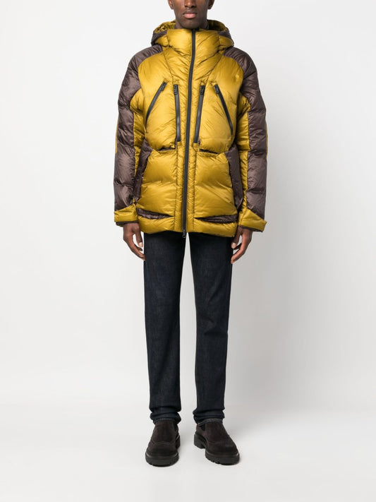 two-tone hooded down jacket