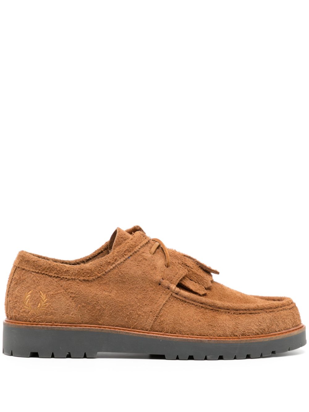 mocassins en daim à détails de pompons