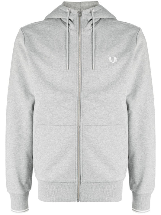 embroidered-logo zip-fastening jacket