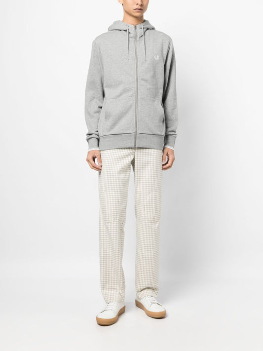 embroidered-logo zip-fastening jacket
