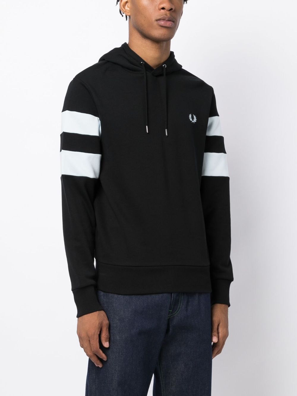 Sweat à capuche en coton à manches rayées