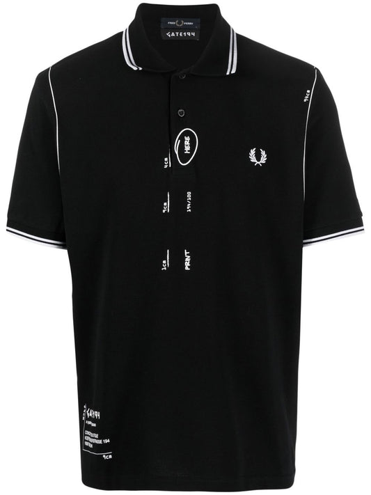 sketch-style cotton polo shirt