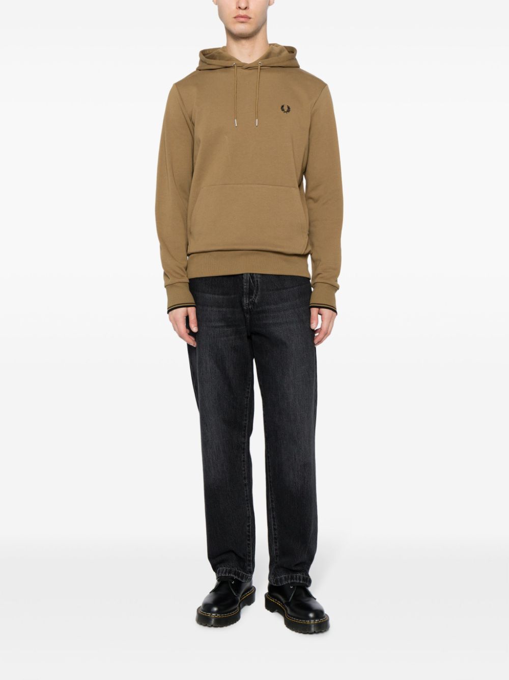 logo-embroidered drawstring hoodie