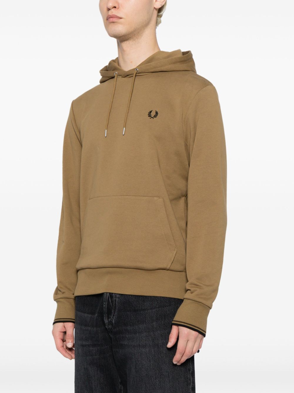 logo-embroidered drawstring hoodie