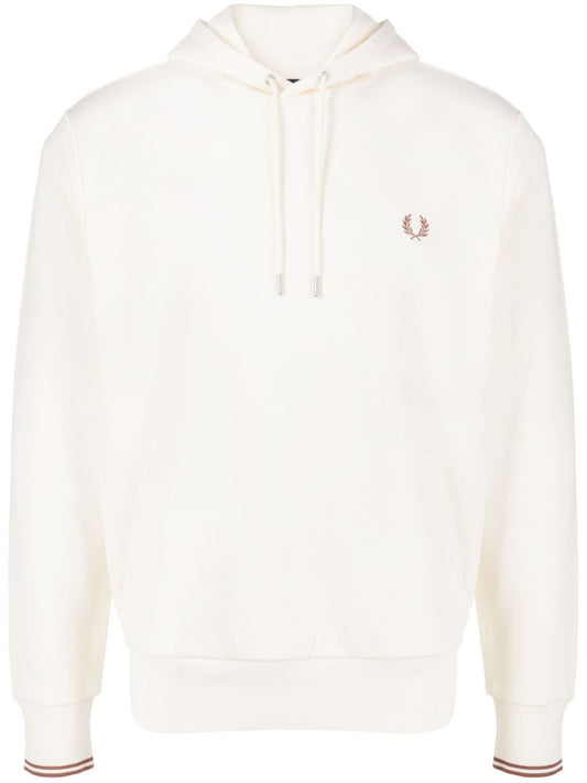 logo-embroidered drawstring hoodie