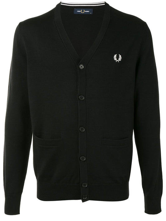 logo-embroidered cardigan