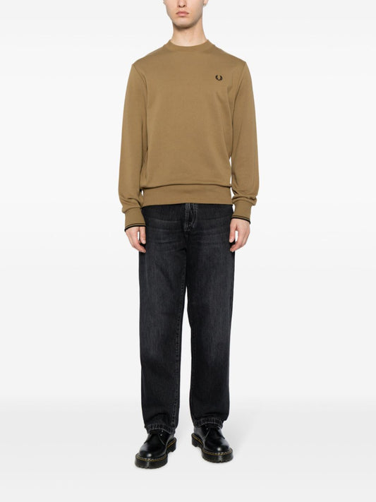 logo-embroidered knitted jumper