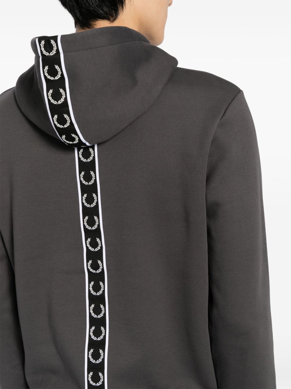 logo-embroidered logo-tape drawstring hoodie