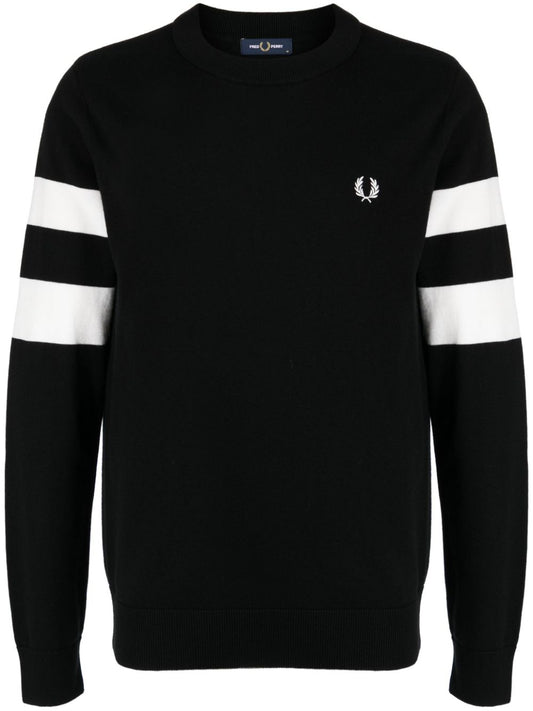 Ringer-embroidered cotton sweatshirt