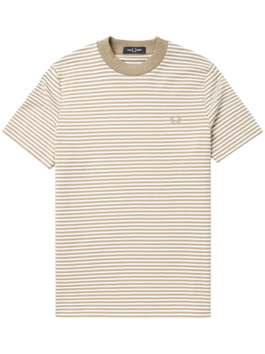 logo-embroidered striped cotton T-shirt