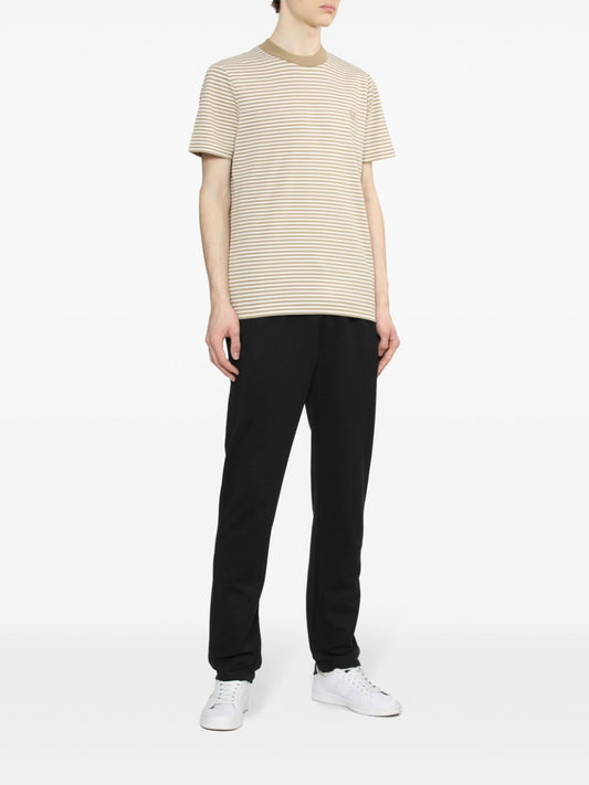 logo-embroidered striped cotton T-shirt