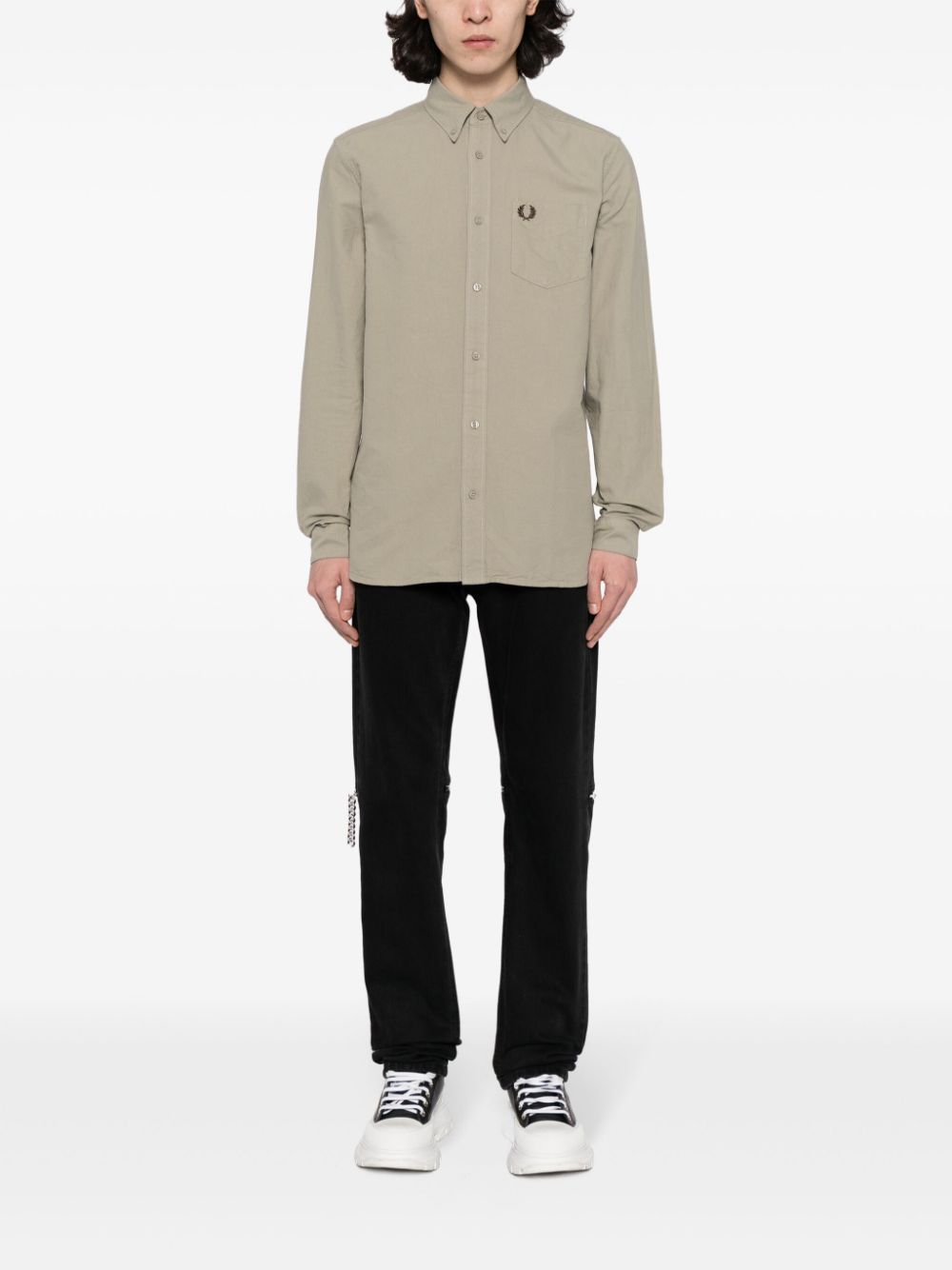 logo-embroidered cotton shirt