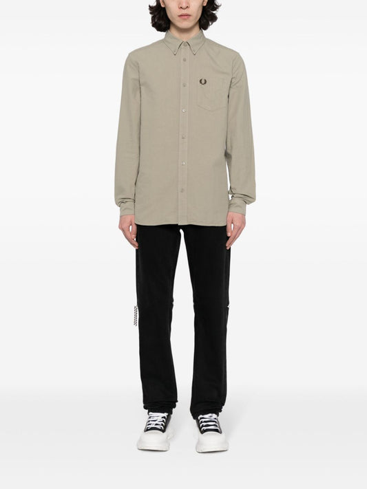 logo-embroidered cotton shirt