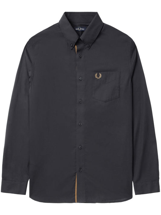 Laurel Wreath-embroidered cotton shirt